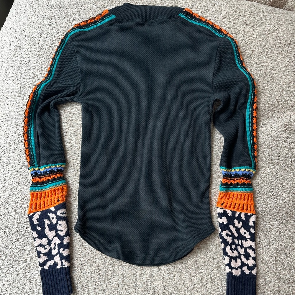 Free People Black Knit Sweater with Colorful Accents - Picture 3 of 3